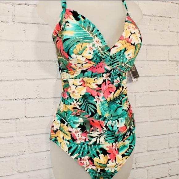 Coco Reef Tropical Floral One Piece Swimsuit with hidden underwire bra 38D - Picture 6 of 12